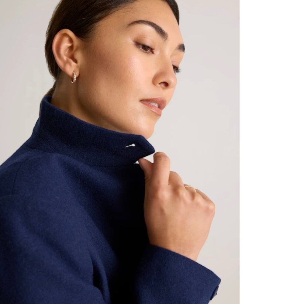 New! Quince Wm' Navy S Stand Up Collar Blazer Italian Luxuty Wool Classic #97 - Picture 3 of 7
